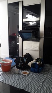 Preparation for cleaning (Note the obligotary tea and biscuits!)