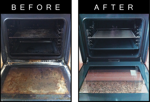 Oven before and after cleaning