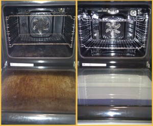 Single oven before and after cleaning