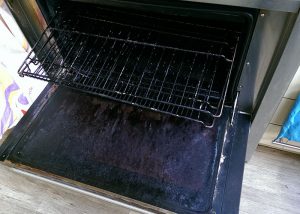 Inside of oven before cleaning