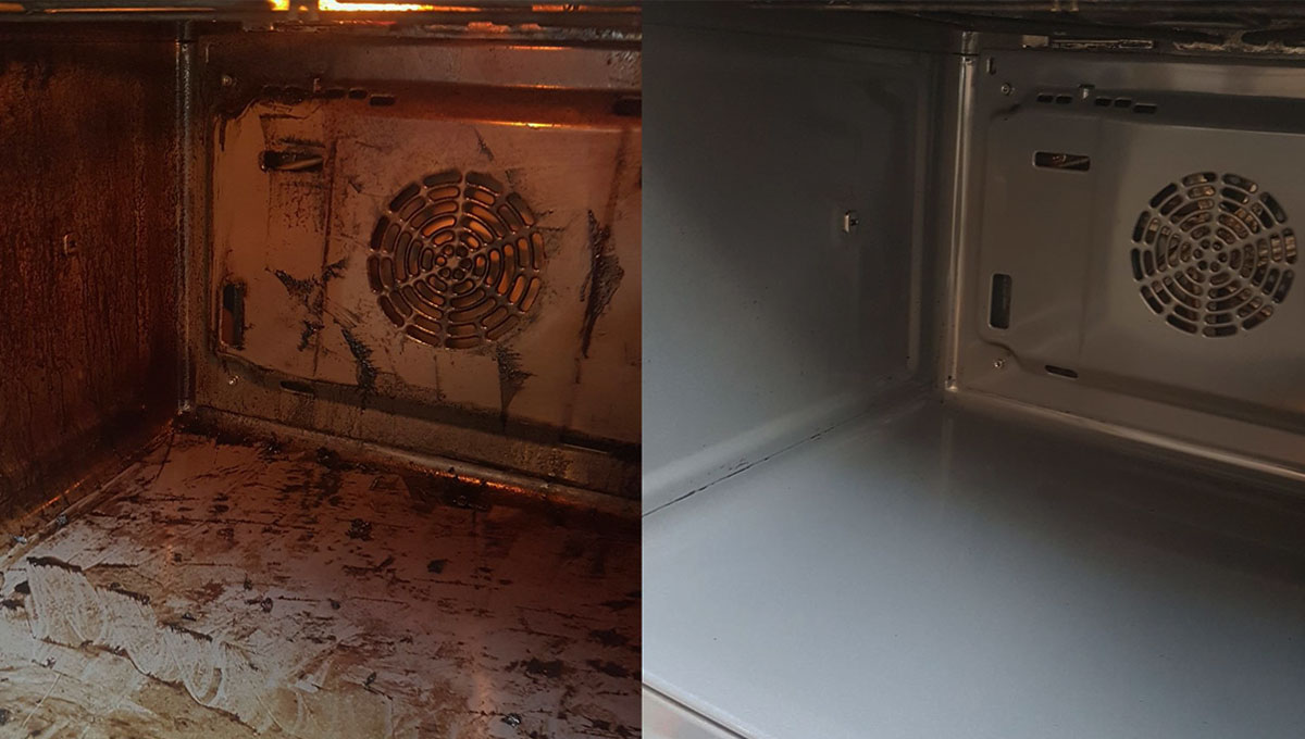 Oven before and after cleaning