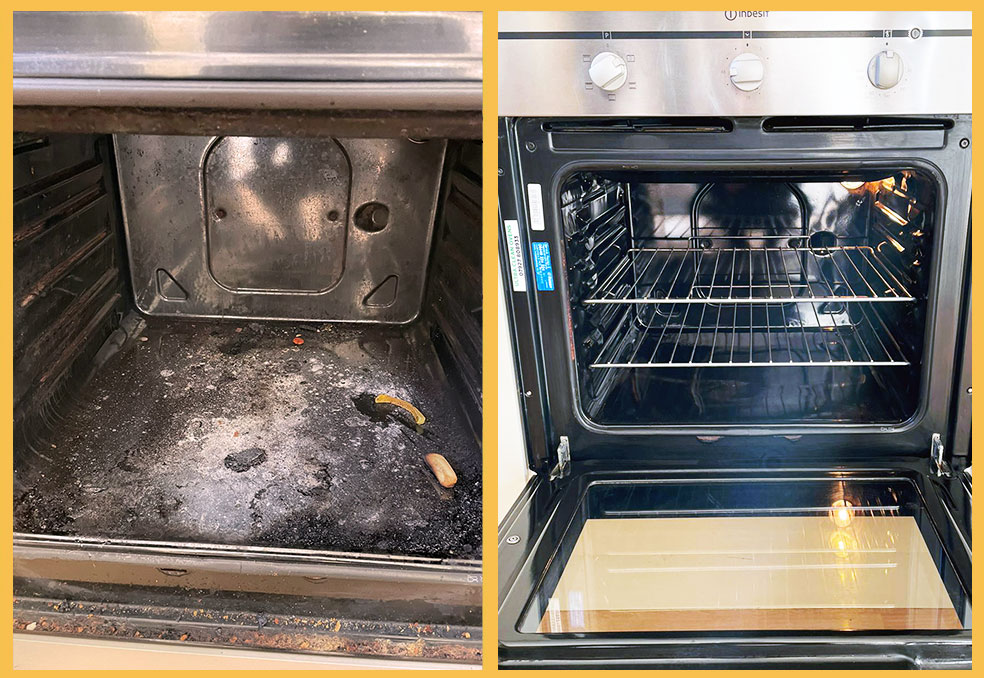 Single oven before and after clean